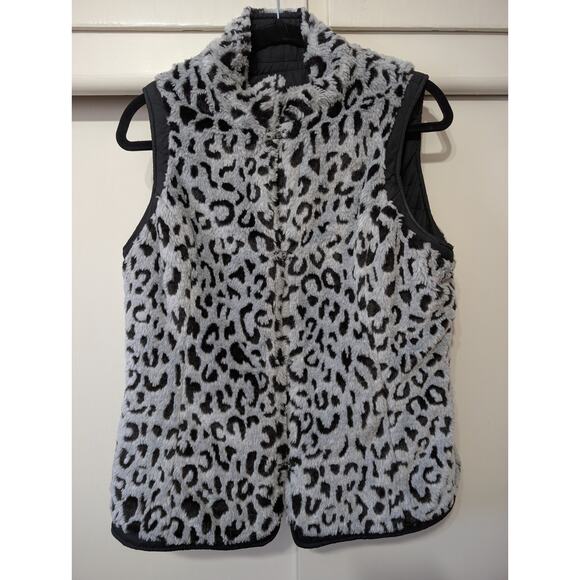 Black And Cheetah Print Hook & Eye Clasp Reversible Vest Medium/Large - Picture 5 of 8